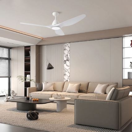 ZEVENTI - LED lubinis ventiliatorius URBINO LED/20W/230V 3000/4000/6000K Wi-Fi Tuya baltas + nuotolinis valdymas