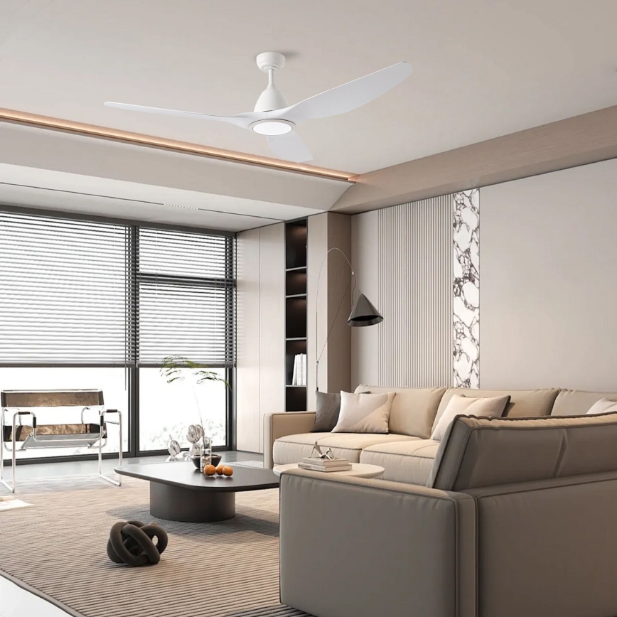 ZEVENTI - LED lubinis ventiliatorius URBINO LED/20W/230V 3000/4000/6000K Wi-Fi Tuya baltas + nuotolinis valdymas