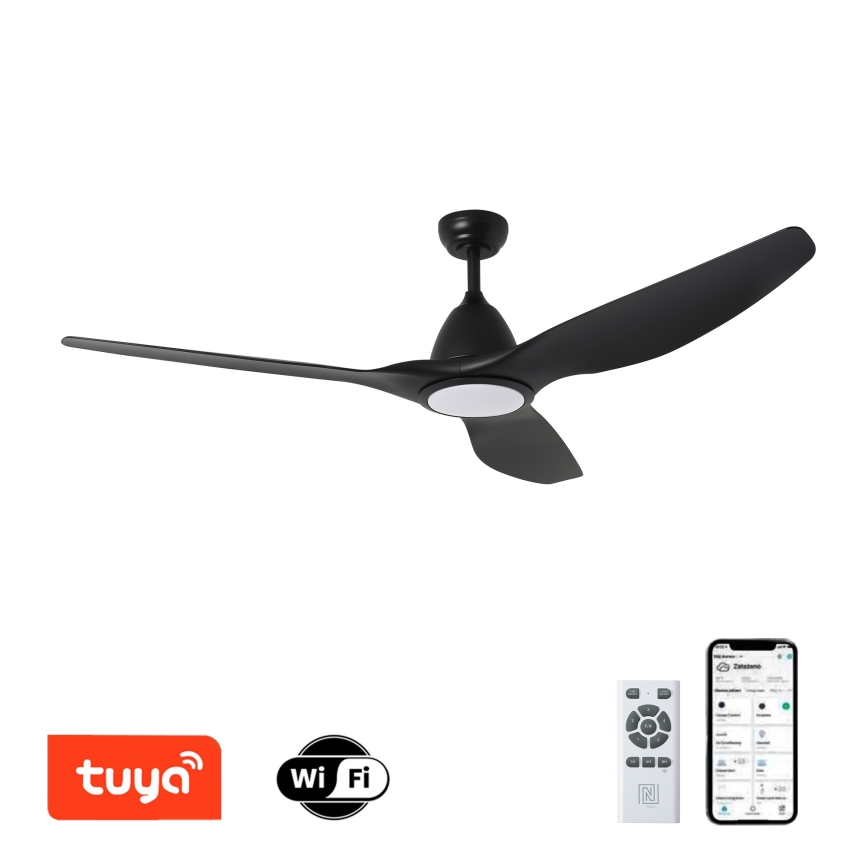 ZEVENTI - LED Reguliuojamas lubinis ventiliatorius URBINO LED/20W/230V 3000-6000K Wi-Fi Tuya juoda + nuotolinio valdymo pultas