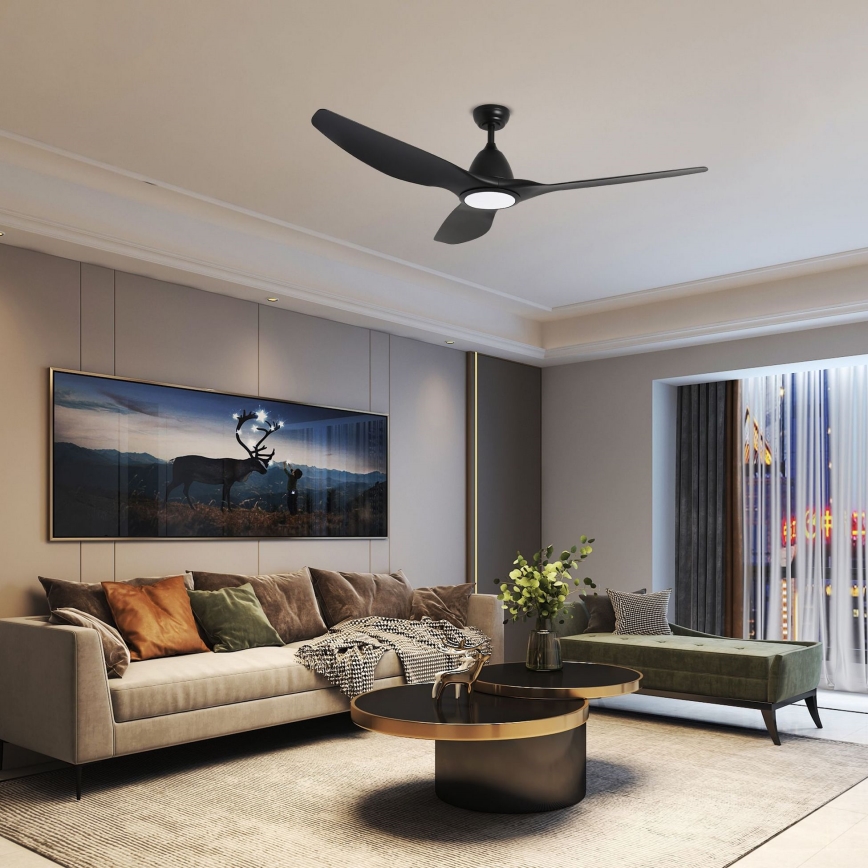 ZEVENTI - LED Reguliuojamas lubinis ventiliatorius URBINO LED/20W/230V 3000-6000K Wi-Fi Tuya juoda + nuotolinio valdymo pultas