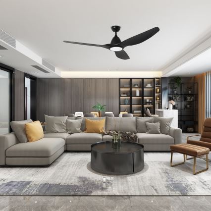 ZEVENTI - LED lubinis ventiliatorius URBINO LED/20W/230V 3000/4000/6000K Wi-Fi Tuya juodas + nuotolinis valdymas