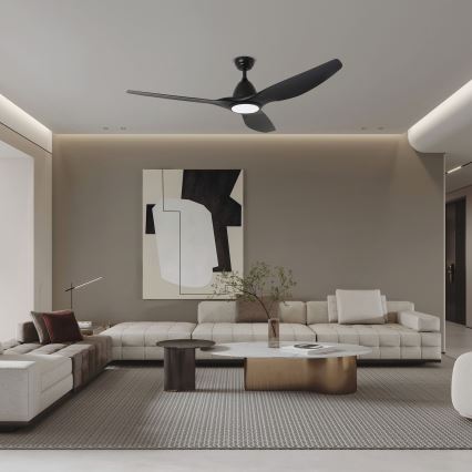 ZEVENTI - LED lubinis ventiliatorius URBINO LED/20W/230V 3000/4000/6000K Wi-Fi Tuya juodas + nuotolinis valdymas