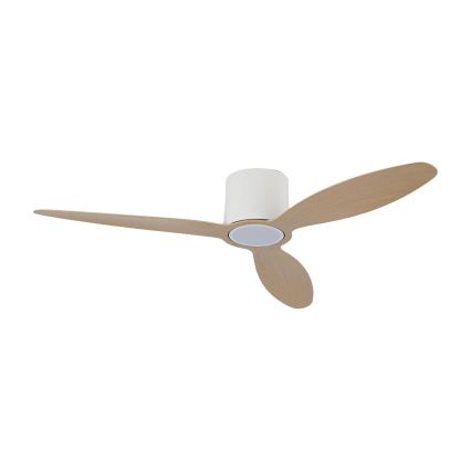 ZEVENTI - Dimeriuojamas LED lubinis ventiliatorius VENTORA LED/24W/230V 3000/4000/6000K Wi-Fi Tuya baltas/ąžuolas + nuotolinio valdymo pultas