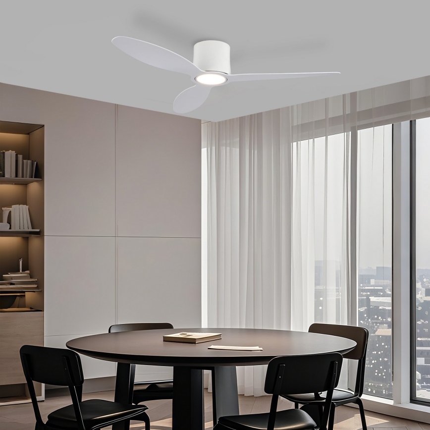 ZEVENTI - LED reguliuojamas lubinis ventiliatorius VENTORA LED/24W/230V 3000/4000/6000K Wi-Fi Tuya balta + su nuotoliniu pulteliu