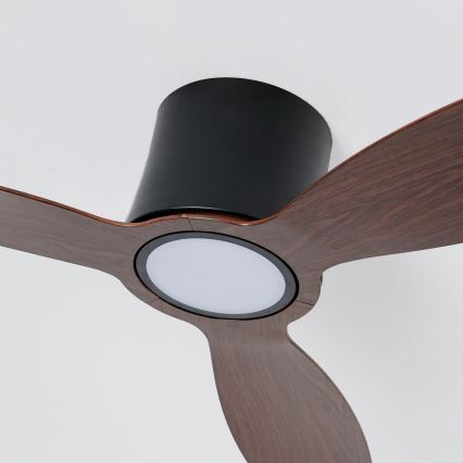 ZEVENTI - LED su reguliuojamu apšvietimu lubų ventiliatorius VENTORA LED/24W/230V 3000/4000/6000K Wi-Fi Tuya juodas/riešutas + nuotolinis valdymas