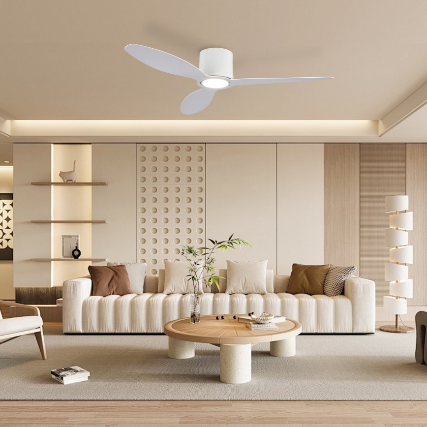 ZEVENTI - LED reguliuojamas lubinis ventiliatorius VENTORA LED/24W/230V 3000/4000/6000K Wi-Fi Tuya balta + nuotolinis valdymas