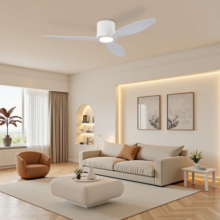 ZEVENTI - LED reguliuojamas lubinis ventiliatorius VENTORA LED/24W/230V 3000/4000/6000K Wi-Fi Tuya balta + nuotolinis valdymas