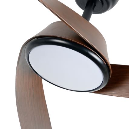 ZEVENTI - LED dimeriuojamas lubinis ventiliatorius AERYS LED/24W/230V 3000/4000/6000K Wi‑Fi Tuya juoda/riešutmedžio + nuotolinio valdymo pultas