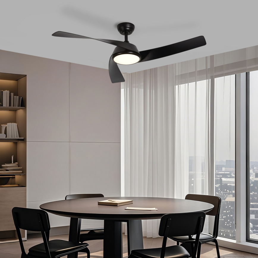 ZEVENTI - LED reguliuojamas lubinis ventiliatorius AERYS LED/24W/230V 3000/4000/6000K Wi-Fi Tuya juodas + nuotolinis pultas