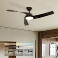 ZEVENTI - LED lubų ventiliatorius AERYS su reguliuojamu LED apšvietimu, 24W/230V, 3000/4000/6000K, Wi-Fi (Tuya), juodas + nuotolinio valdymo pultas