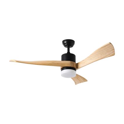 ZEVENTI - LED lubinis ventiliatorius NATURITO LED/18W/230V 3000/4000/6000K Wi-Fi Tuya juodas/ąžuolas + nuotolinis pultelis