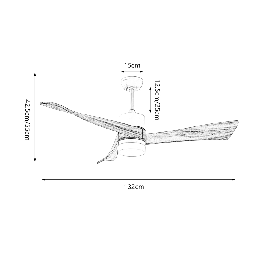 ZEVENTI - LED lubinis ventiliatorius NATURITO LED/18W/230V 3000/4000/6000K Wi-Fi Tuya juodas/ąžuolas + nuotolinis pultelis