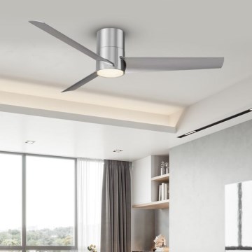 ZEVENTI - LED Reguliuojamas lubinis ventiliatorius BARROSA LED/18W/230V 3000-6000K Wi-Fi Tuya matinis chromas + nuotolinio valdymo pultas