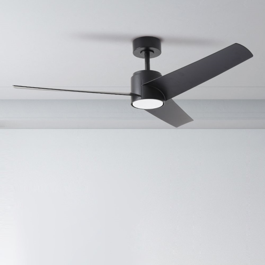 ZEVENTI - LED Reguliuojamas lubinis ventiliatorius ORVIETO LED/18W/230V 3000-6000K Wi-Fi Tuya juoda + nuotolinio valdymo pultas