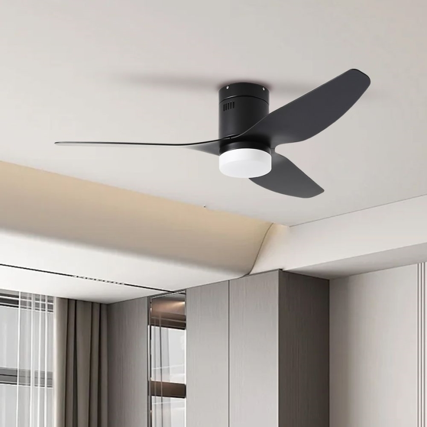 ZEVENTI - LED Reguliuojamas lubinis ventiliatorius PADUA LED/18W/230V 3000-6000K Wi-Fi Tuya juoda + nuotolinio valdymo pultas