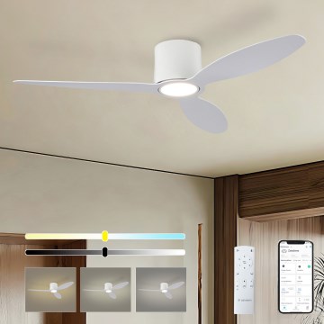 ZEVENTI - LED reguliuojamas lubinis ventiliatorius VENTORA LED/24W/230V 3000/4000/6000K Wi-Fi Tuya balta + nuotolinis valdymas