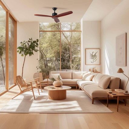 ZEVENTI - Lubų ventiliatorius CUENCA Wi-Fi Tuya juodas/ąžuolas + nuotolinio valdymo pultas