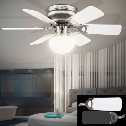 ZEVENTI - Lubinis ventiliatorius GALDANA 1xE27/60W/230V pilka/balta