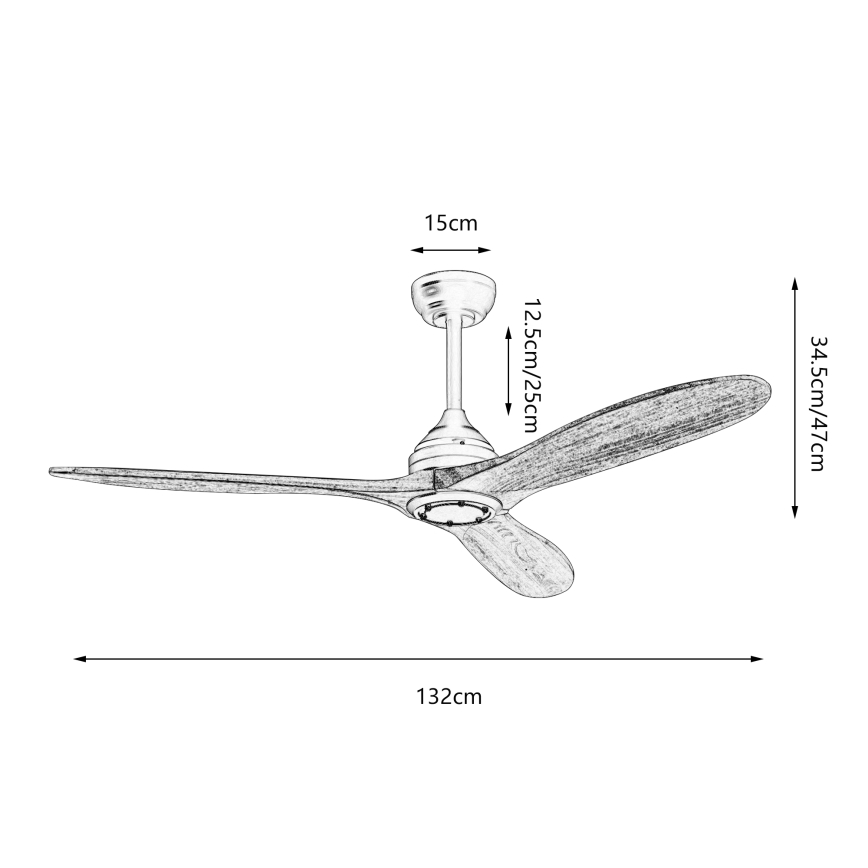 ZEVENTI - Lubinis ventiliatorius LAURIA Wi-Fi Tuya juodas/ąžuolas + nuotolinio valdymo pultas