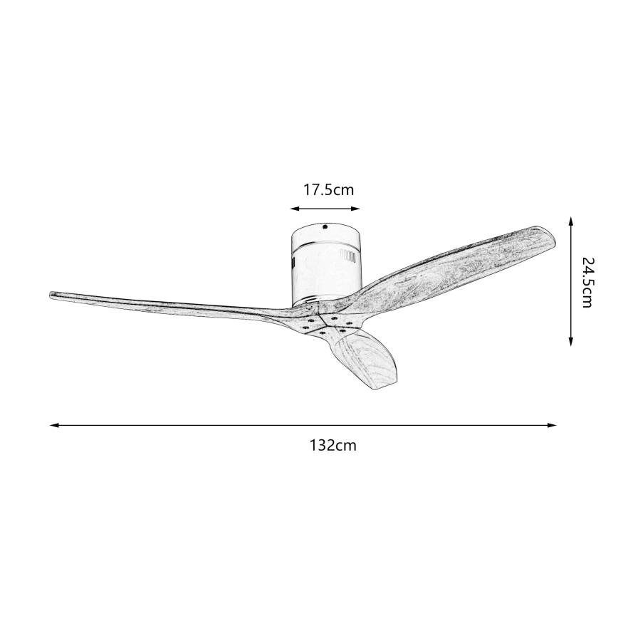 ZEVENTI - lubinis ventiliatorius SPELLO Wi-Fi Tuya juodas/ąžuolas + nuotolinis valdymas