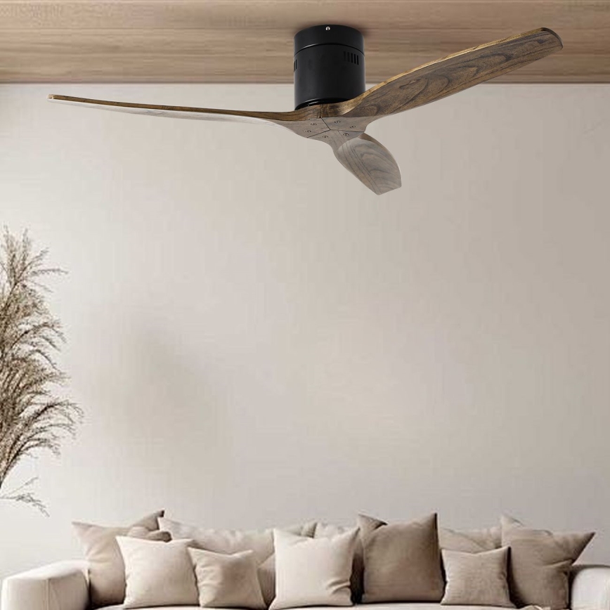 ZEVENTI - lubinis ventiliatorius SPELLO Wi-Fi Tuya juodas/ąžuolas + nuotolinis valdymas