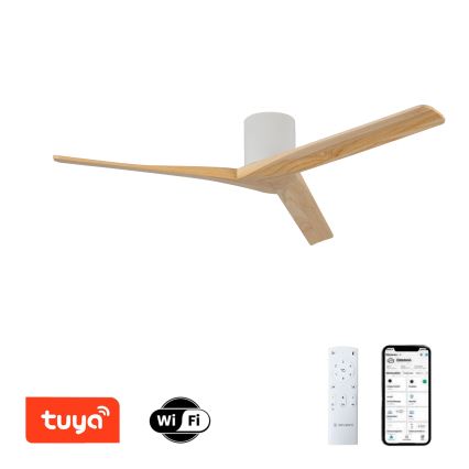 ZEVENTI - Lubų ventiliatorius VELLON Wi-Fi Tuya baltas/paulovnija + nuotolinis pultas