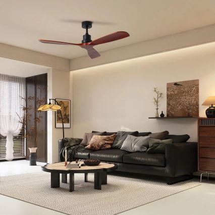 ZEVENTI - lubinis ventiliatorius LIONI Wi-Fi Tuya juodas/ąžuolas + nuotolinis pultas