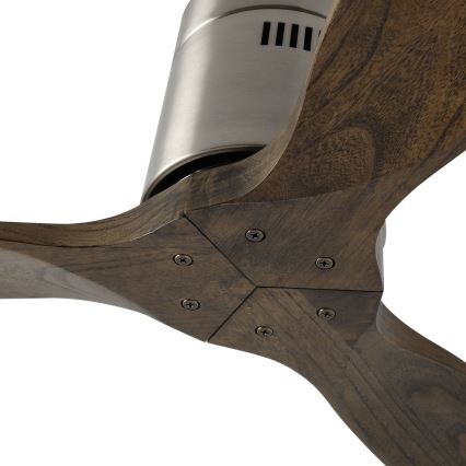 ZEVENTI - Lubinis ventiliatorius SPELLO Wi-Fi Tuya matinis chromas/ąžuolas + nuotolinis valdymas