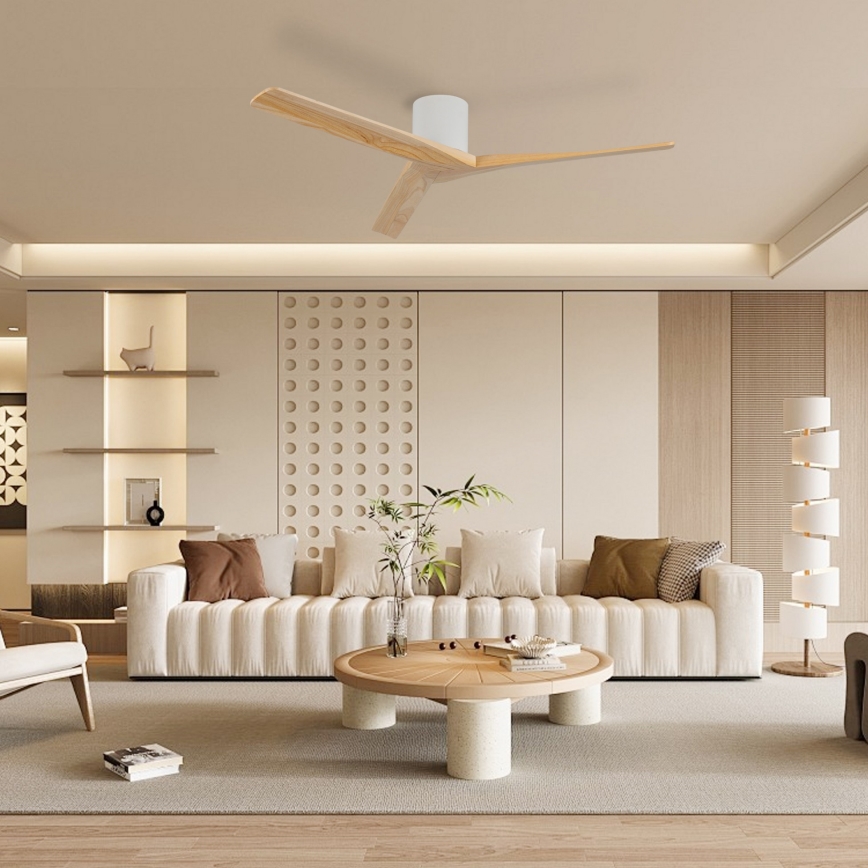 ZEVENTI - lubinis ventiliatorius VELLON Wi-Fi Tuya balta/paulovnija + nuotolinis valdymas