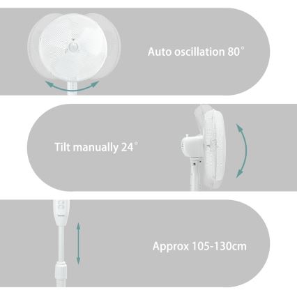 ZEVENTI - Stovintis ventiliatorius FLOW 40W/230V baltas