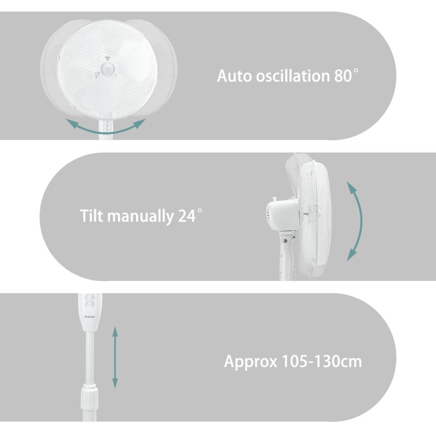 ZEVENTI - Stovintis ventiliatorius FLOW 40W/230V baltas