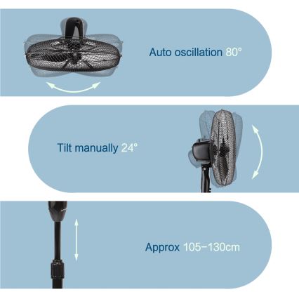 ZEVENTI - pastatomas ventiliatorius FLOW 40W/230V juodas
