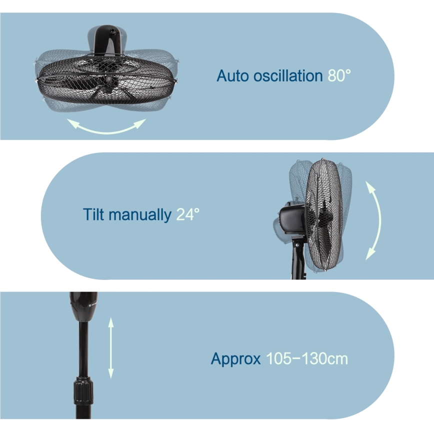 ZEVENTI - pastatomas ventiliatorius FLOW 40W/230V juodas