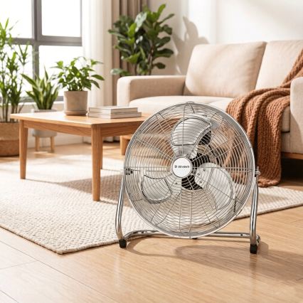 ZEVENTI - Pastatomas ventiliatorius FLOW, 100 W/230 V, Ø 54 cm, blizgus chromas