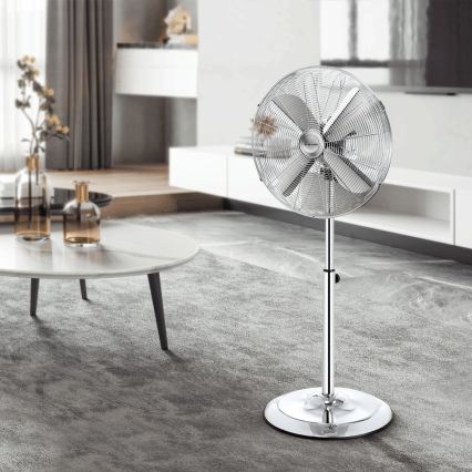 ZEVENTI - Pastatomas ventiliatorius FLOW 50W/230V 125 cm blizgus chromas