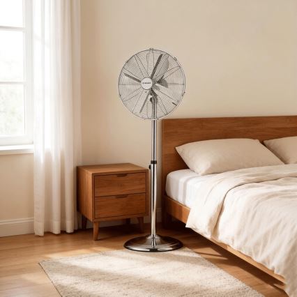 ZEVENTI - Pastatomas ventiliatorius FLOW 50W/230V 125 cm blizgus chromas