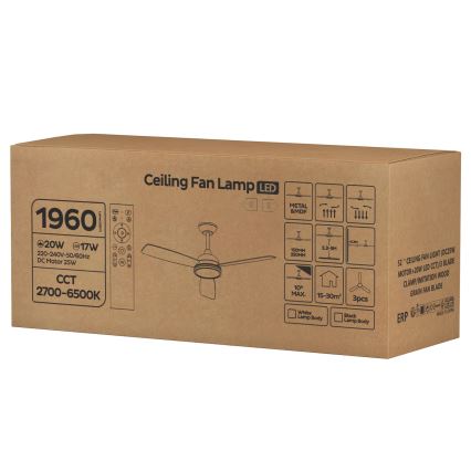 ZEVENTI - LED reguliuojamas lubų ventiliatorius ULUWATU LED/20W/230V 2700-6500K 132 cm rudas + nuotolinis pultas