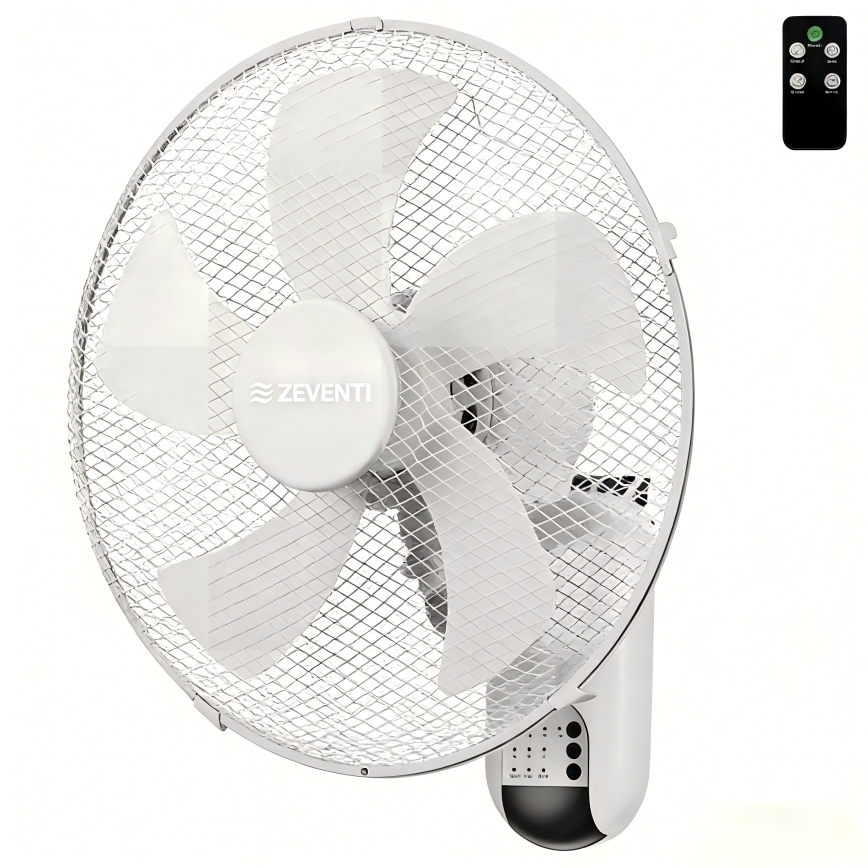 ZEVENTI - sieninis ventiliatorius FANNY, 45 W/230 V, Ø 41 cm, baltas, su nuotoliniu pultu