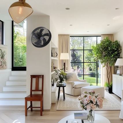 ZEVENTI - Sieninis ventiliatorius FANNY 50W/230V Ø 45 cm juodas + su nuotoliniu valdymu