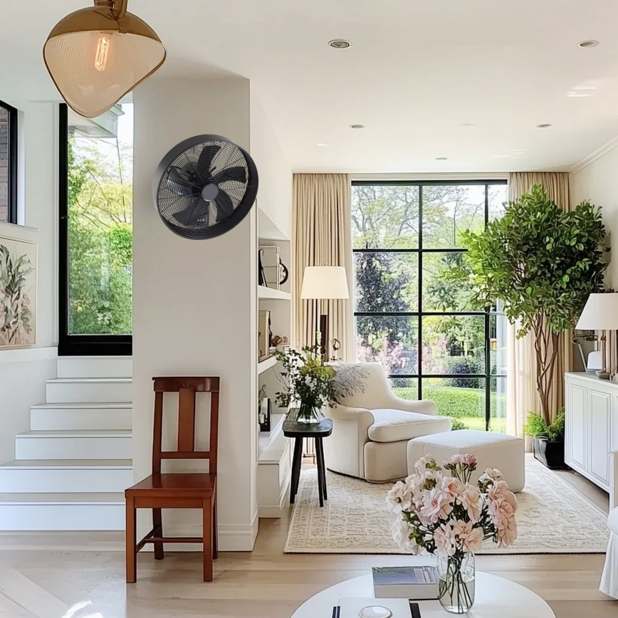 ZEVENTI - Sieninis ventiliatorius FANNY 50W/230V Ø 45 cm juodas + su nuotoliniu valdymu