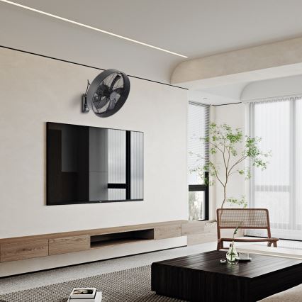 ZEVENTI - Sieninis ventiliatorius FANNY 50W/230V Ø 45 cm juodas + su nuotoliniu valdymu