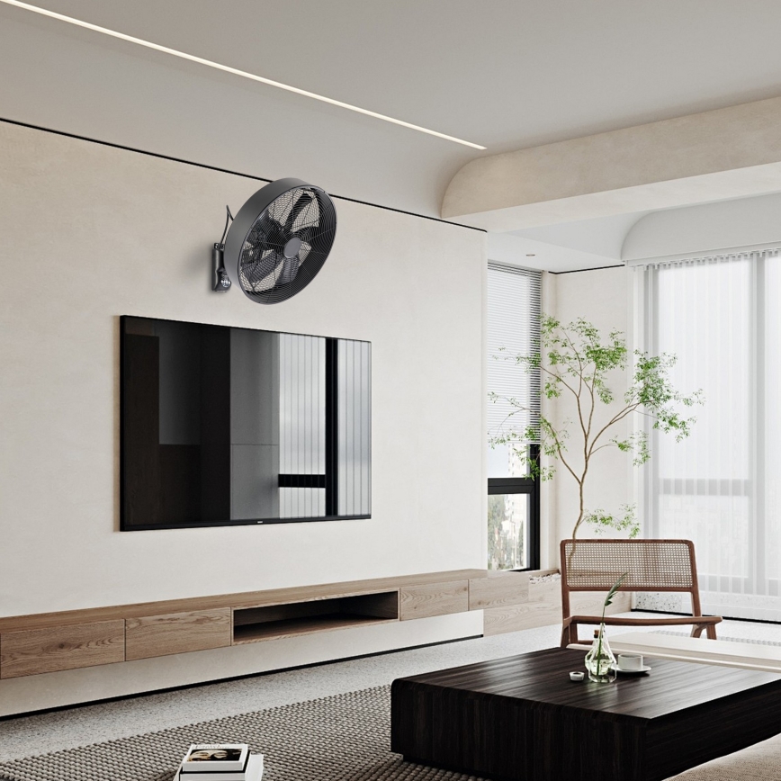 ZEVENTI - Sieninis ventiliatorius FANNY 50W/230V Ø 45 cm juodas + su nuotoliniu valdymu