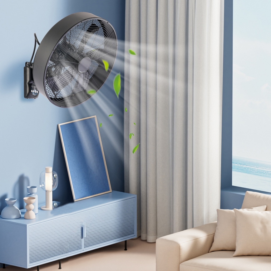 ZEVENTI - sieninis ventiliatorius FANNY 50W/230V juodas + su nuotoliniu pulteliu