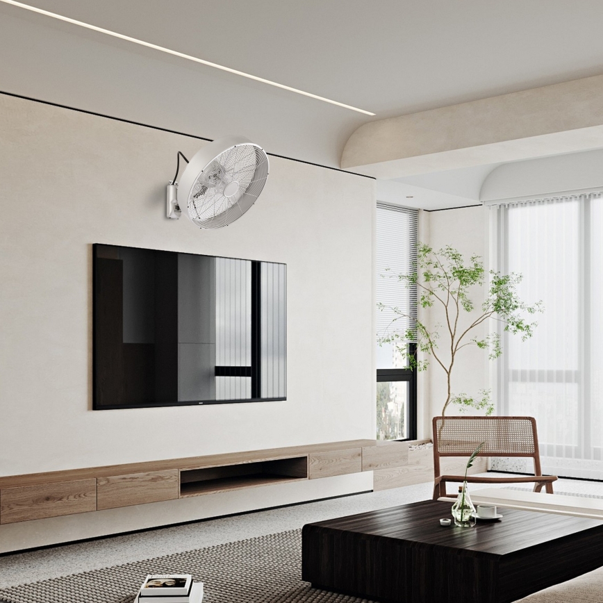 ZEVENTI - sieninis ventiliatorius FANNY 50W/230V, skersmuo 45 cm, matinis chromas, su nuotoliniu valdymu