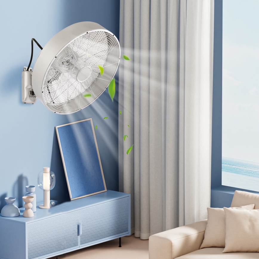 ZEVENTI - Sieninis ventiliatorius FANNY 50W/230V, matinis chromas, su nuotoliniu pultu