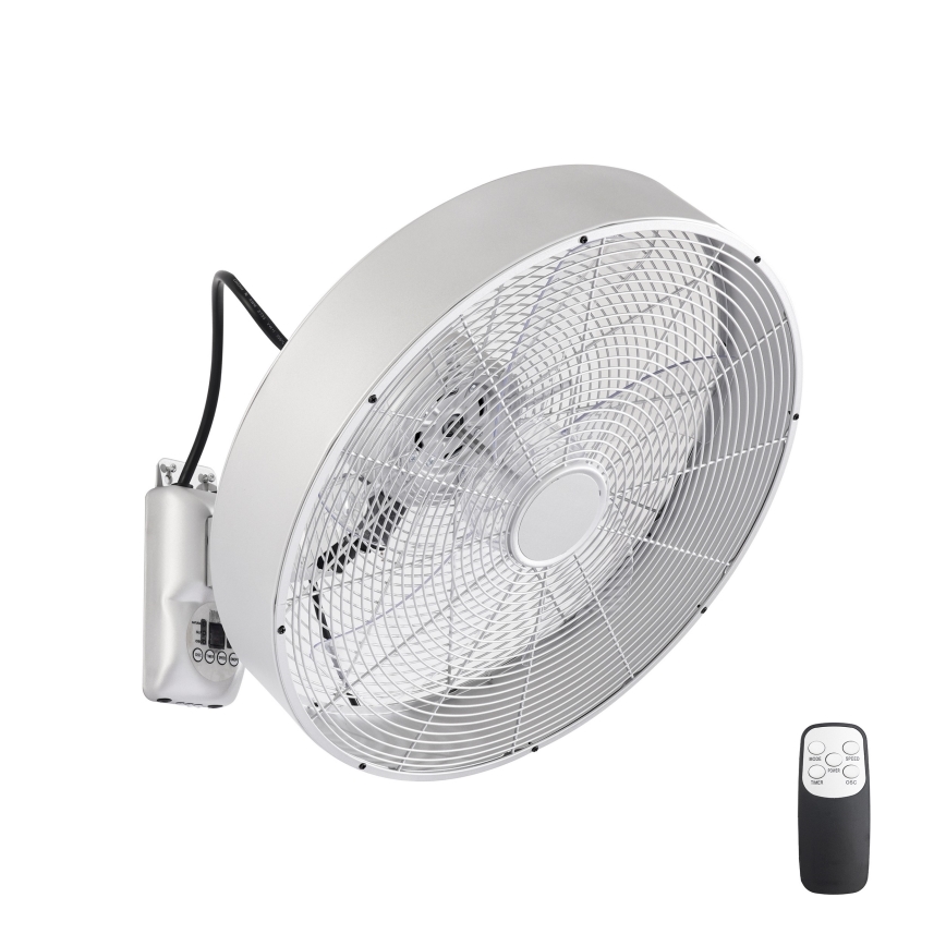 ZEVENTI - Sieninis ventiliatorius FANNY 50W/230V, matinis chromas, su nuotoliniu pultu
