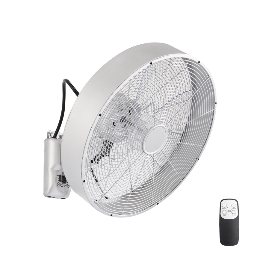 ZEVENTI - Sieninis ventiliatorius FANNY 50W/230V, matinis chromas, su nuotoliniu pultu