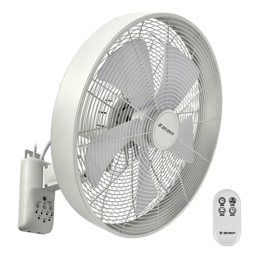 ZEVENTI - Sieninis ventiliatorius FREEZE 50W/230V diametras 40 cm balta + nuotolinio valdymo pultas