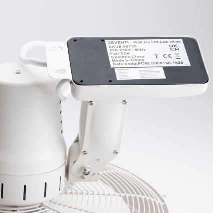 ZEVENTI - Sieninis ventiliatorius FREEZE 50W/230V diametras 40 cm balta + nuotolinio valdymo pultas