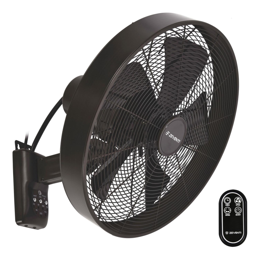 ZEVENTI - Sieninis ventiliatorius FREEZE 50W/230V diametras 40 cm juoda/ruda + nuotolinio valdymo pultas